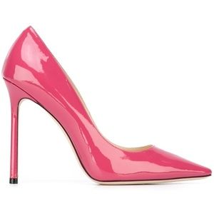 NIB Jimmy Choo Pink Patent Leather Romy 100 Pumps